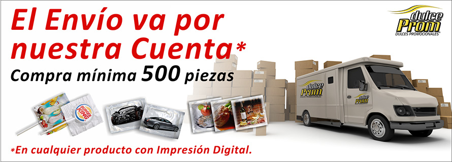 Envío gratis con mínimo 500 pzs.